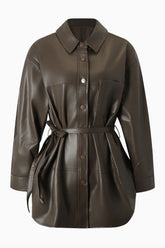 Albie Leather Shirt - Brown